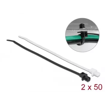 Kabeļu saite ar lameļu pamatni DeLOCK 19502 L 200 x W 4,8 mm 100 gab.