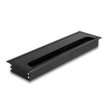 Kabeļa caurlaide DELOCK 66857 galdam, melna, 80×280×28 mm, 1 gab.