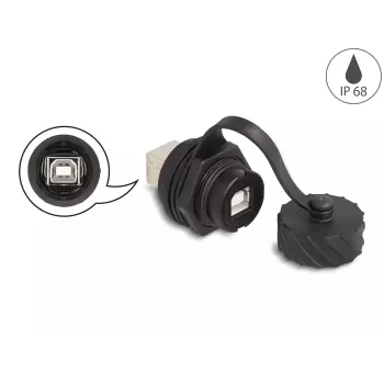DeLOCK USB 2.0 Type-B sievišķais-sievišķais savienotājs IP68 ūdensnecaurlaidīgs melns