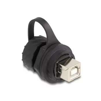 DeLOCK USB 2.0 Type-B sievišķais-sievišķais savienotājs IP68 ūdensnecaurlaidīgs melns