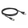 DeLOCK M12 kabelis X-kodēts 8 kontaktu vīrietis uz RJ45 vīrietis Cat5e 2 m Melns