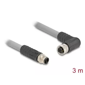 DeLOCK sensora/izpildmehānisma kabelis 3 m RST M12 Pelēks 80544