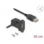 DeLOCK USB 2.0 Type-A paneļmontāžas ligzda 45° leņķī uz Type-A ligzdu ar 30 cm kabeli melna