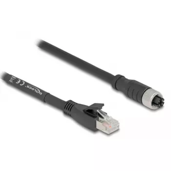 Tīkla kabelis DeLOCK 80594 M12 uz RJ-45 Cat5e 5m Melns