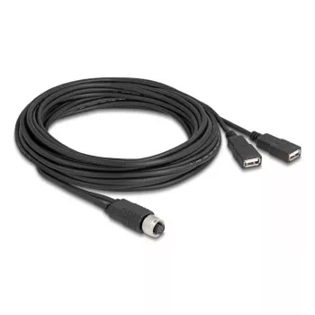 DeLOCK sensora/aktuatora kabelis 5 m M12 2 x USB Type-A melns 60652