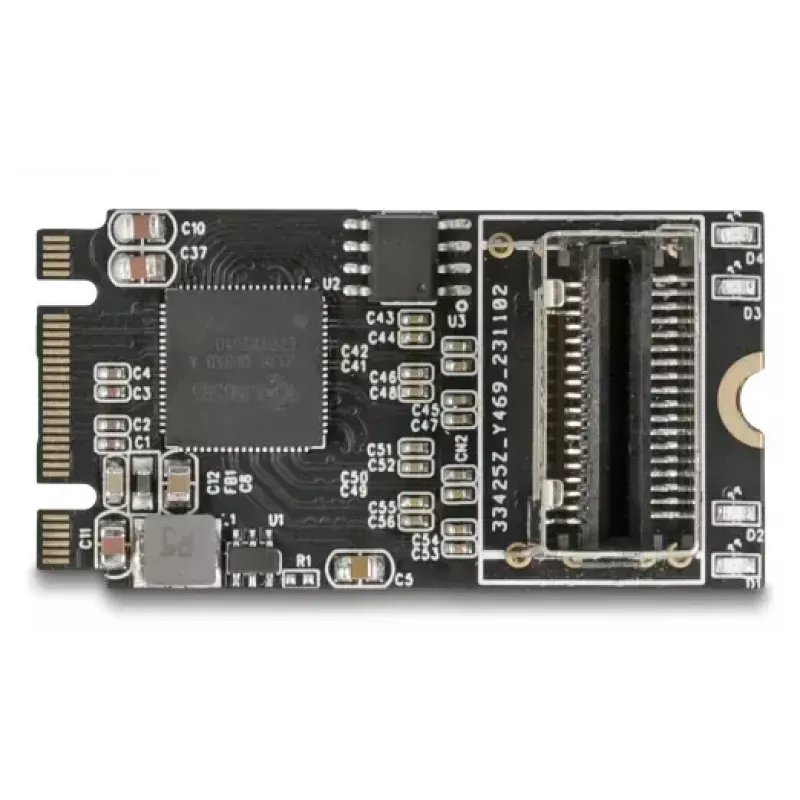 DELOCK iekšējā M.2 uz Mini-SAS adaptera karte 64260, M.2 hosts, Mini-SAS izeja, JMicron JMB585, melna, LED