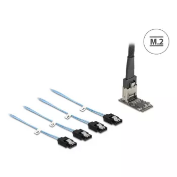 DELOCK iekšējā M.2 uz Mini-SAS adaptera karte 64260, M.2 hosts, Mini-SAS izeja, JMicron JMB585, melna, LED