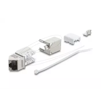 Keystone modulis DELOCK 90937 – RJ-45 Cat.6A ekranēts, leņķveida 90°, plakana konstrukcija, balts