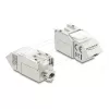 Delock 90937 Keystone modulis RJ45 uz LSA Cat.6A, 45 grādu leņķī, ekranēts, 90 grādu kabeļa ievilkšana, bez instrumentiem