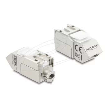 Keystone modulis DELOCK 90937 – RJ-45 Cat.6A ekranēts, leņķveida 90°, plakana konstrukcija, balts