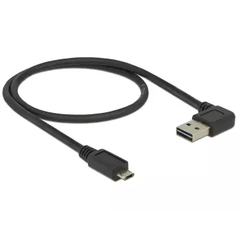 USB kabelis DeLOCK 0.5m USB 2.0 A uz Micro-B apgriežams