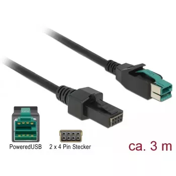 DeLOCK 85484 PoweredUSB kabelis 3m Melns
