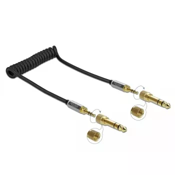 Audio kabelis DELOCK 85836 — 1 m, 3,5 mm vīrietis-vīrietis, apzeltīti kontakti, AWG 28, melns