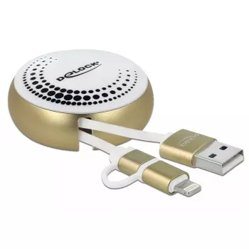 Izvelkamais kabelis DeLOCK 85820 USB 2.0 Type-A uz Micro-B / Lightning