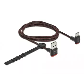 USB kabelis DeLOCK EASY-USB 2.0 Type-A vīriešu uz Type-C vīriešu leņķa 1m melns