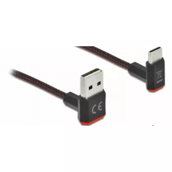 USB kabelis DeLOCK EASY-USB 2.0 Type-A vīriešu uz Type-C vīriešu leņķa 1m melns