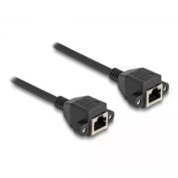 DeLOCK RJ50 pagarinājuma kabelis sievišķais-sievišķais S/FTP 0,5 m melns