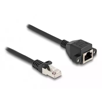 DeLOCK RJ50 pagarinātāja kabelis vīrietis-sieviete S/FTP 0.5 m melns