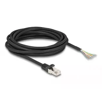 DeLOCK RJ50 vīrišķais uz atvērtiem vadiem S/FTP 5 m melns