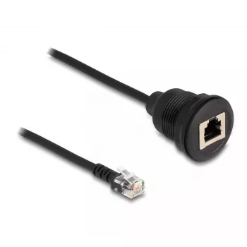 DeLOCK RJ12 spraudnis – RJ12 ligzda kabelis 30 cm melns