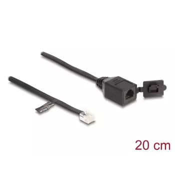 DeLOCK RJ12 spraudnis–RJ12 ligzda pagarinātājkabelis 20 cm melns