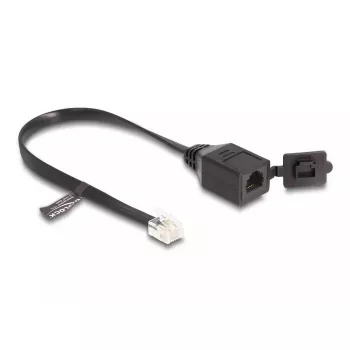 DeLOCK RJ12 spraudnis–RJ12 ligzda pagarinātājkabelis 20 cm melns