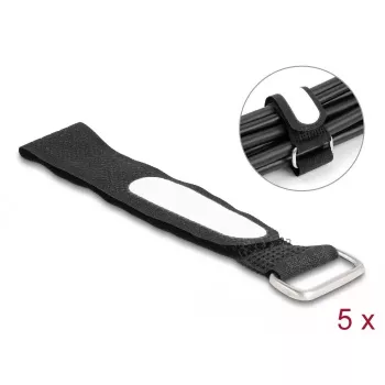 Kabeļu saites ar Velcro DeLOCK 203x20mm melnas 5 gab.