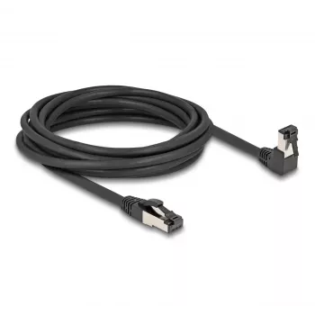Tīkla kabelis DeLOCK RJ45 Cat.8.1 90° uz leju leņķveida / taisns 5 m melns