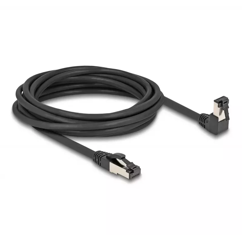 Tīkla kabelis DeLOCK RJ45 Cat.8.1 90° uz leju leņķveida / taisns 5 m melns