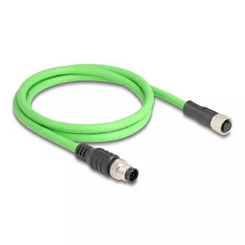DeLOCK M12 A-kodēts 8-pin vīrietis-sieviete tīkla kabelis PUR (TPU) 1 m