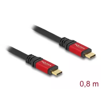 USB kabelis DeLOCK 80652 Type-C vīriešu/vīriešu 20 Gbps 100 W 0,8 m sarkans metāls