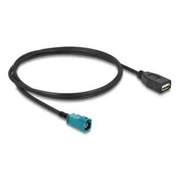 Koaksiālais kabelis DELOCK 90703 — HSD Z uz USB A, 1 m, melns/zils