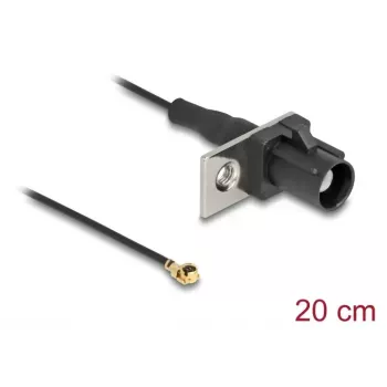 Koaksiālais kabelis DELOCK 90728 — FAKRA A līdz I-PEX MHF1, 0,2 m, 1,13 mm, melns
