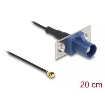 Koaksiālais kabelis DELOCK 90731, FAKRA C – I-PEX MHF1, 0,2 m, 1,13 mm, melns/zils
