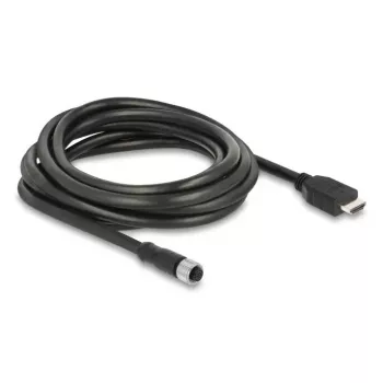 DELOCK M12 A-kodēts 17-pin (sieviete) uz HDMI (tēviņš) kabelis 3 m
