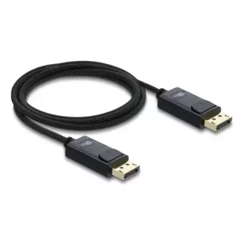 DELOCK Coaksiālais DisplayPort kabelis 16K 60 Hz 80 Gbps, DisplayPort–DisplayPort, 2 m, melns, pīts apvalks
