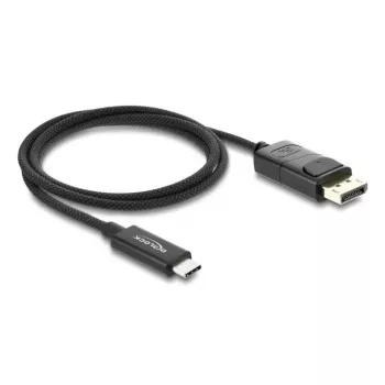 DELOCK Coaksiālais USB Type-C uz DisplayPort kabelis (DP Alt Mode) 4K 60 Hz, USB-C uz DP, 1 m, melns, 3.5 mm diametrs