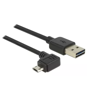 USB 2.0 kabelis DELOCK Type-A uz Micro-USB B leņķveida pa kreisi/pa labi, 5 m, melns