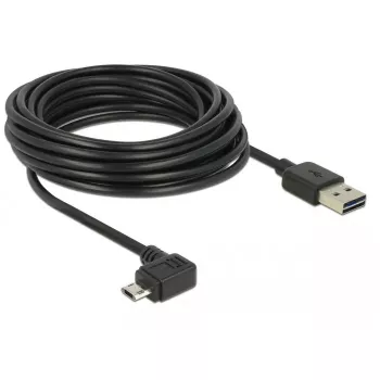 USB 2.0 kabelis DELOCK Type-A uz Micro-USB B leņķveida pa kreisi/pa labi, 5 m, melns