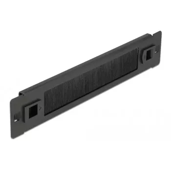 DeLOCK 10 collu kabeļu suku panelis, 1U, 25,4 cm, melns
