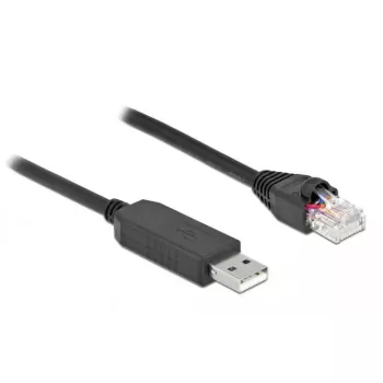 DeLOCK 64158 USB 2.0 Type-A uz RS-232 RJ45 seriālais kabelis 25 cm melns