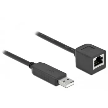 DeLOCK 64162 USB 2.0 Type-A uz RS-232 RJ45 seriālais kabelis, 25 cm, melns