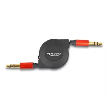 Audio kabelis DeLOCK 85369 0.9m 3.5mm vīrietis-vīrietis melns sarkans zeltīts