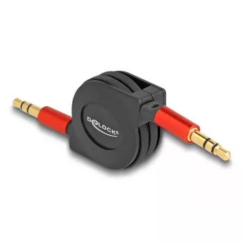 Audio kabelis DeLOCK 85369 0.9m 3.5mm vīrietis-vīrietis melns sarkans zeltīts