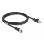 Tīkla kabelis DeLOCK M12 D-kodēts 4-pin vīrietis uz RJ45 vīrietis Cat5e 2 m Melns
