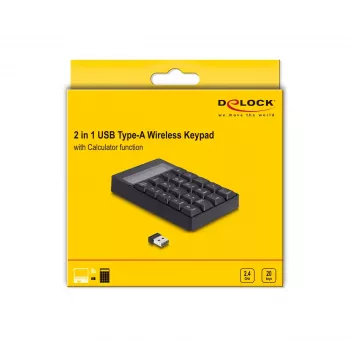 Ciparu taustiņu bloks DeLOCK 12113 USB Melns 20 taustiņi Universāls