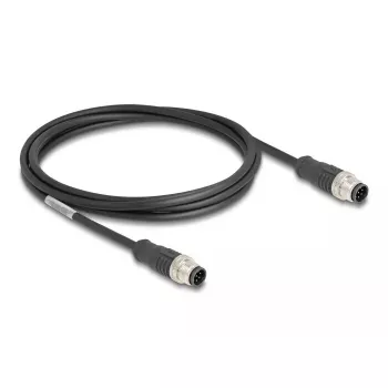 DeLOCK M12 kabelis A-kodēts 8 kontaktu tēviņš-tēviņš Cat5e 2 m Melns
