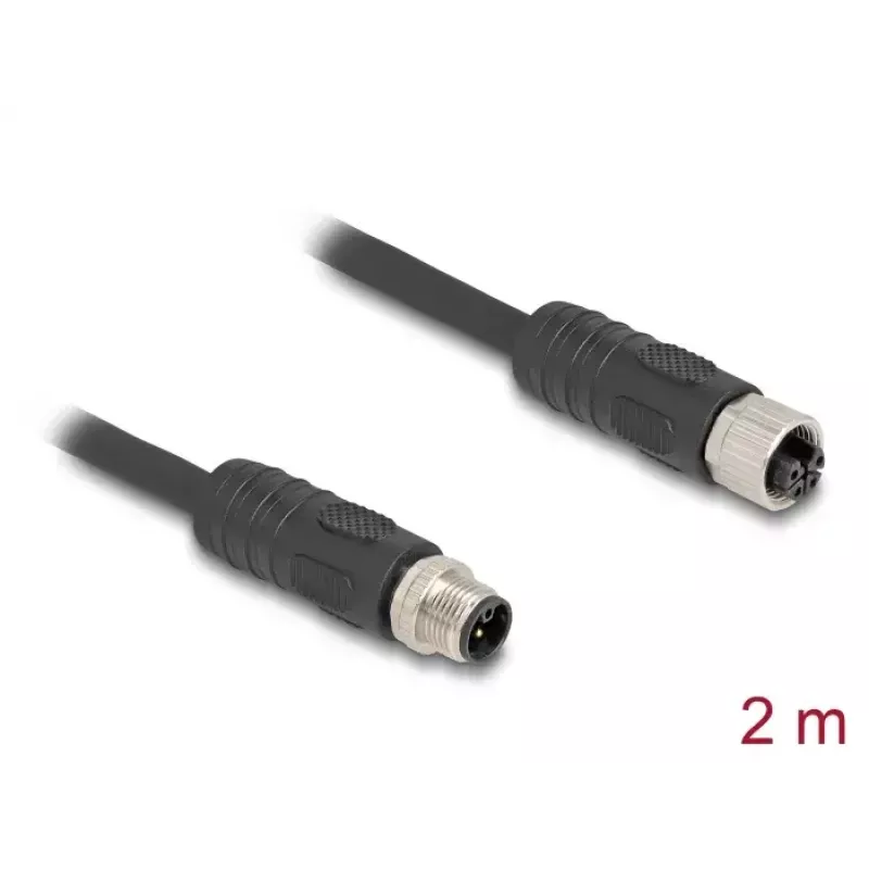 DeLOCK 80520 sensora/aktuatora kabelis 2 m RST M12 Melns