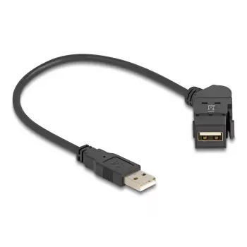 DeLOCK USB 2.0 A-ligzda paneļa stiprinājumam 45° leņķī uz A-spraudni 30 cm melns