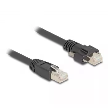 DeLOCK RJ45 vītņots kabelis 1m Cat.6A S/FTP melns